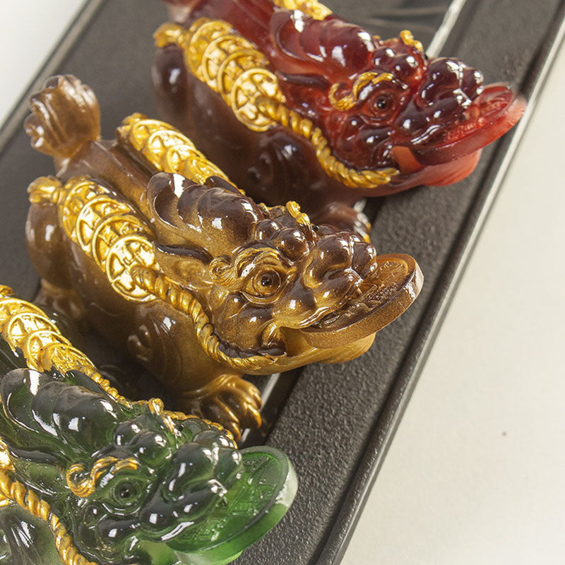 Nimara Ritual Color Changing Small PiXiu Copper Coins Resin Tea Pet Wealth Home Figurine Decoration