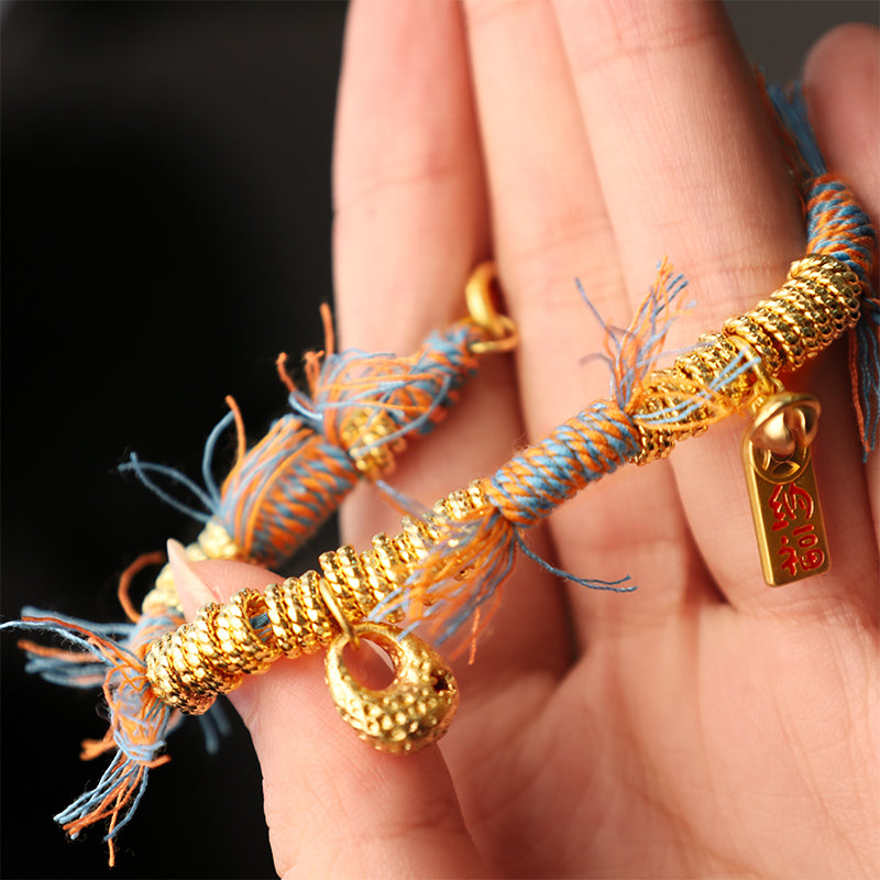 Nimara Ritual Handmade Tibetan Lucky Fortune Multicolored Rope Braid Bracelet