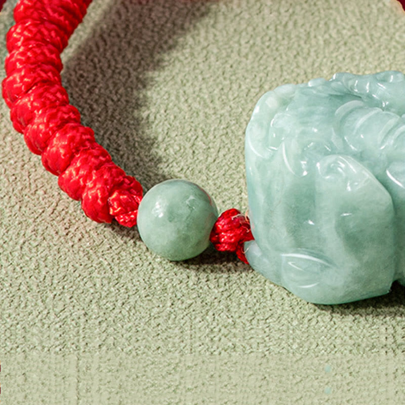 Nimara Ritual Handmade Natural Jade PiXiu Protection King Kong Knot Braided String Bracelet