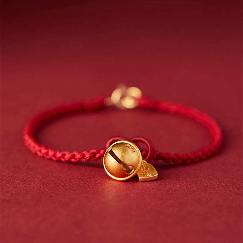 Nimara Ritual Handmade Fu Character Charm Luck Happiness Bell Red Rope Bracelet