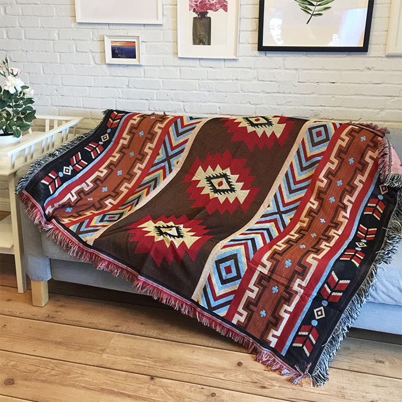 Nimara Ritual Tibetan Geometric Hand-Dyed Craftsman Blanket