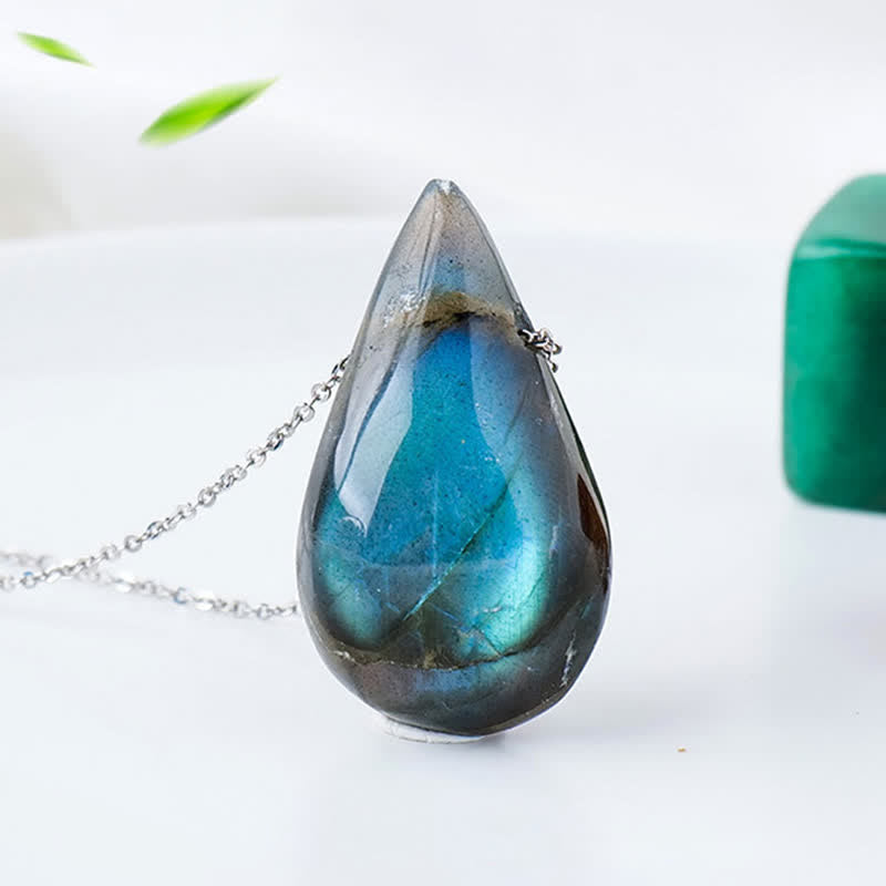 Nimara Ritual Labradorite Water Drop Support Healing Necklace Pendant