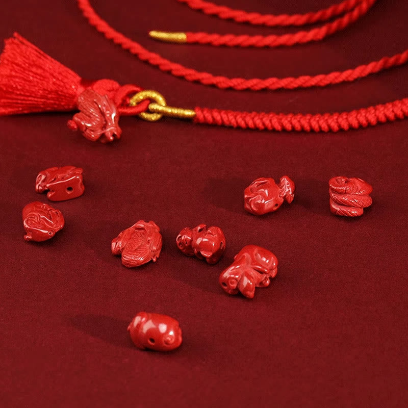 Nimara Ritual Natural Cinnabar Dragon Blessing Red String Belly Chain