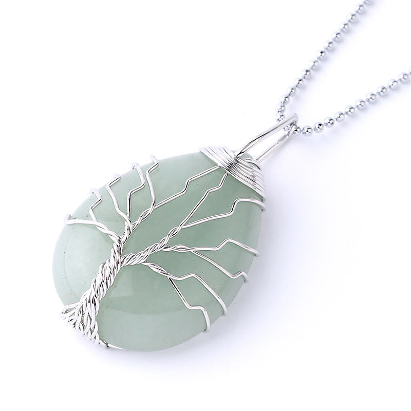 Nimara Ritual Natural Quartz Crystal Tree Of Life Healing Energy Necklace Pendant