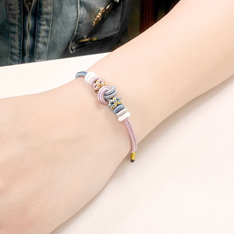Nimara Ritual Two-Color Rope Handcrafted Eight Thread Peace Knot Luck Connection Bracelet