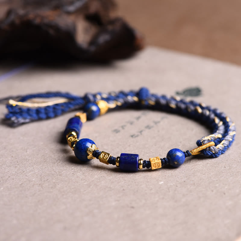 Nimara Ritual Handmade Natural Lazurite Bead Positive Rope Bracelet
