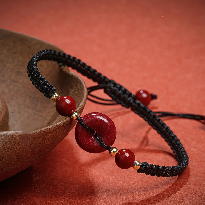 Nimara Ritual Natural Cinnabar Peace Buckle Blessing String Bracelet