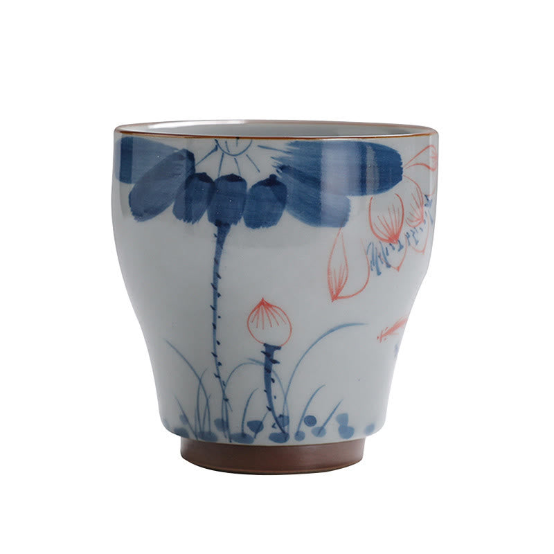 Nimara Ritual Lotus Flower Leaf Bamboo Ceramic Teacup Kung Fu Tea Cups