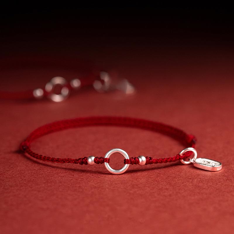 Nimara Ritual 925 Sterling Silver Lucky Fortune Peace Joy Lotus Peace Buckle Red String Bracelet