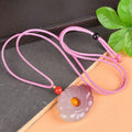 Nimara RitualPink Golden Silk Jade Lotus Flower Wealth Necklace Pendant