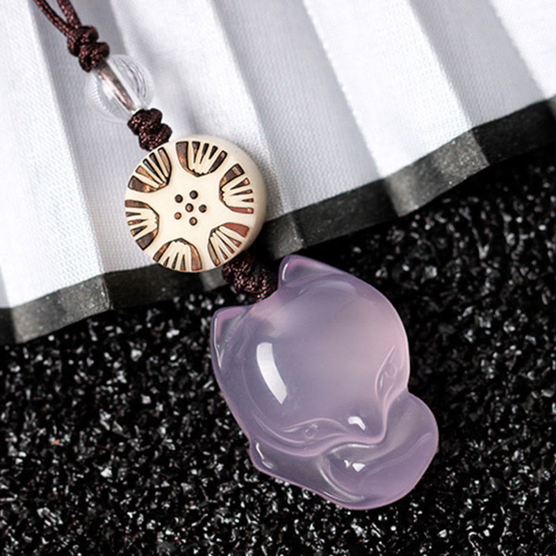 Nimara Ritual Natural Chalcedony Fox Harmony Phone Hanging Decoration