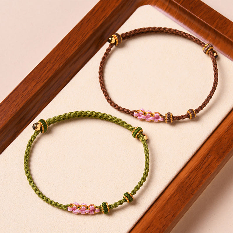 Nimara Ritual Handmade Peach Blossom Protection Braided Rope Bracelet