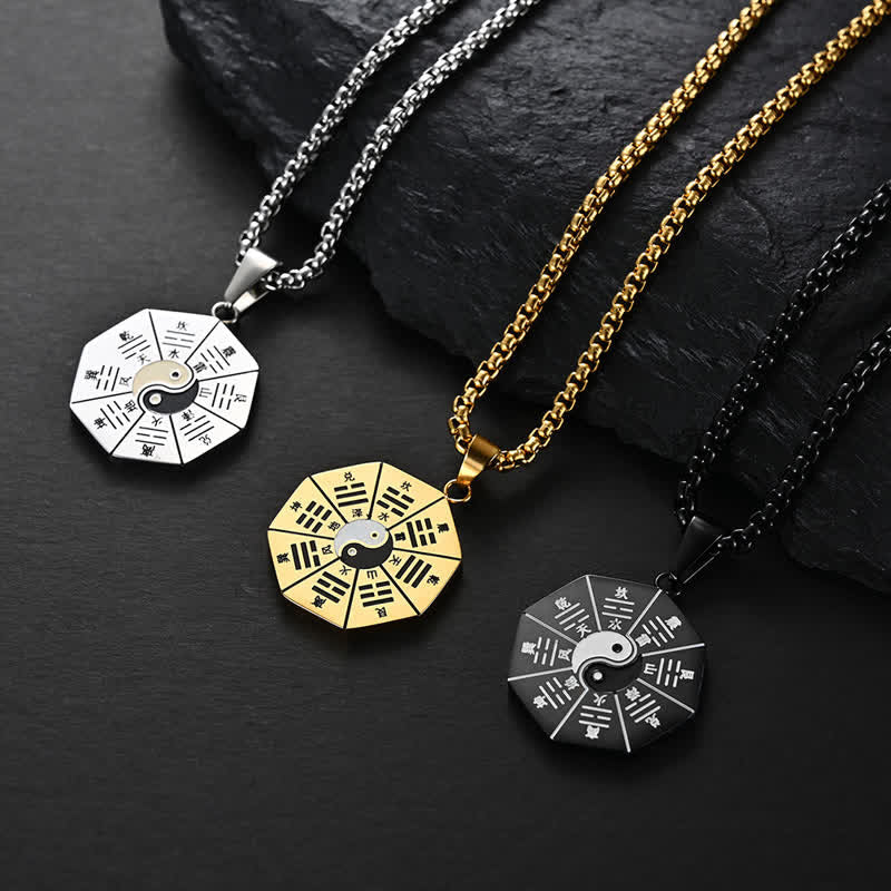 Nimara Ritual Bagua Yin Yang Titanium Steel Balance Necklace Pendant