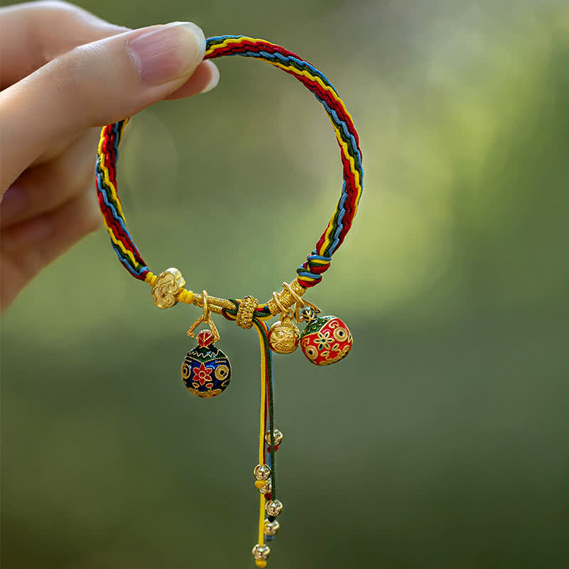 Nimara Ritual Gold Swallowing Beast Family Luck Reincarnation Knot Colorful String Bracelet