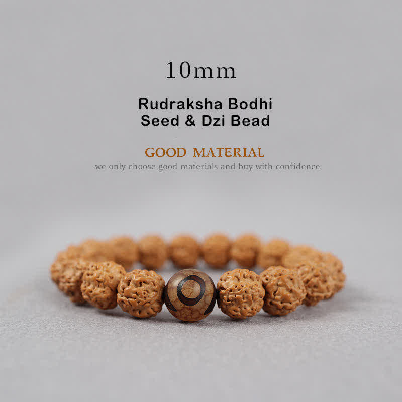 Nimara Ritual Tibet Rudraksha Bodhi Seed Dzi Bead Amber Turquoise Wealth Bracelet