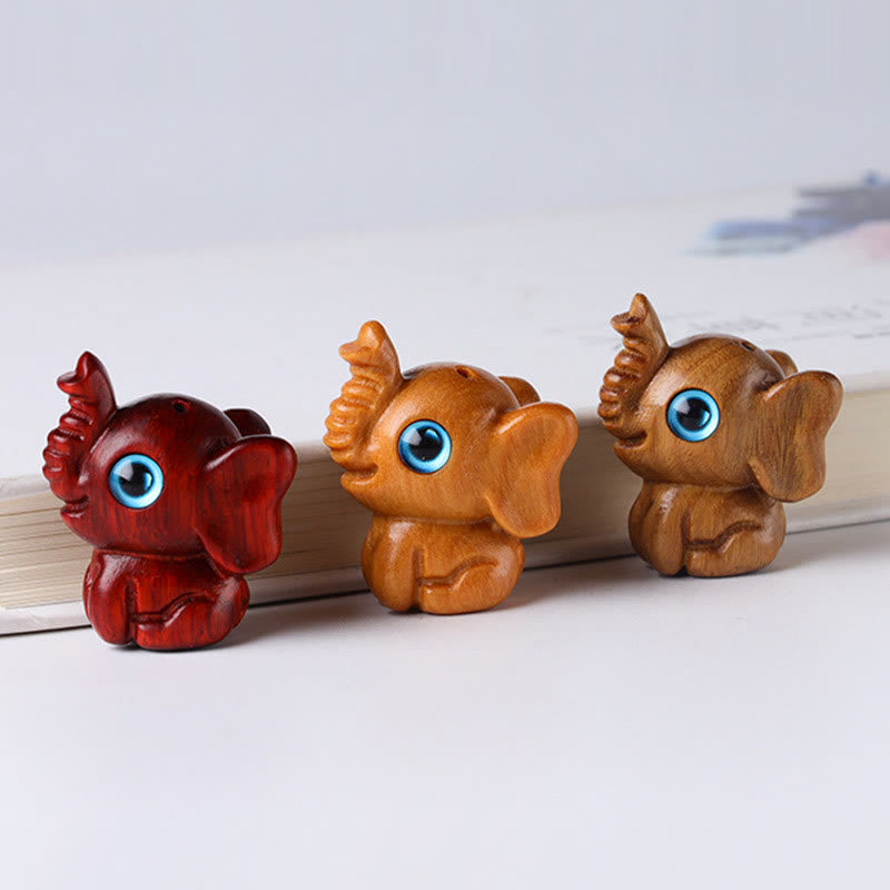 Nimara Ritual Sandalwood Small Leaf Red Sandalwood Green Sandalwood Lucky Mini Elephant Carved Protection Decoration