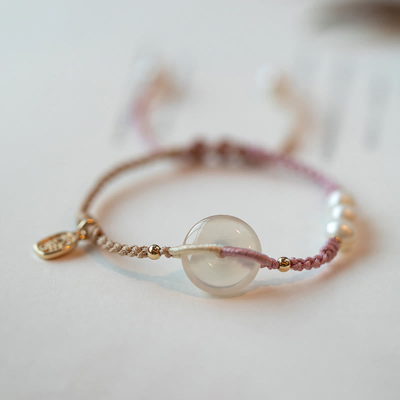 Nimara Ritual Chalcedony Round Peace Buckle Positive String Bracelet