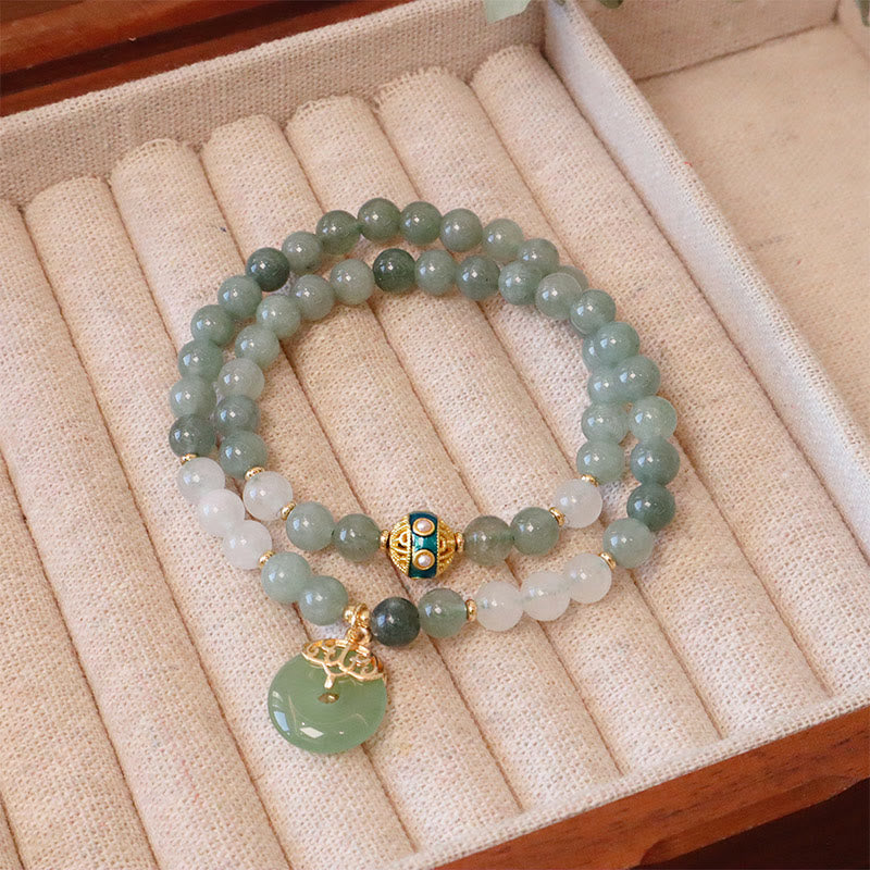 Nimara Ritual Single Double Layer Jade Peace Buckle Luck Bracelet