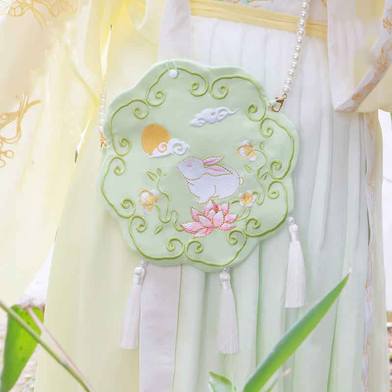Nimara Ritual Luck Embroidery Lotus Koi Fish Rabbit Flower Hanfu Bag Crossbody Bag Shoulder Bag
