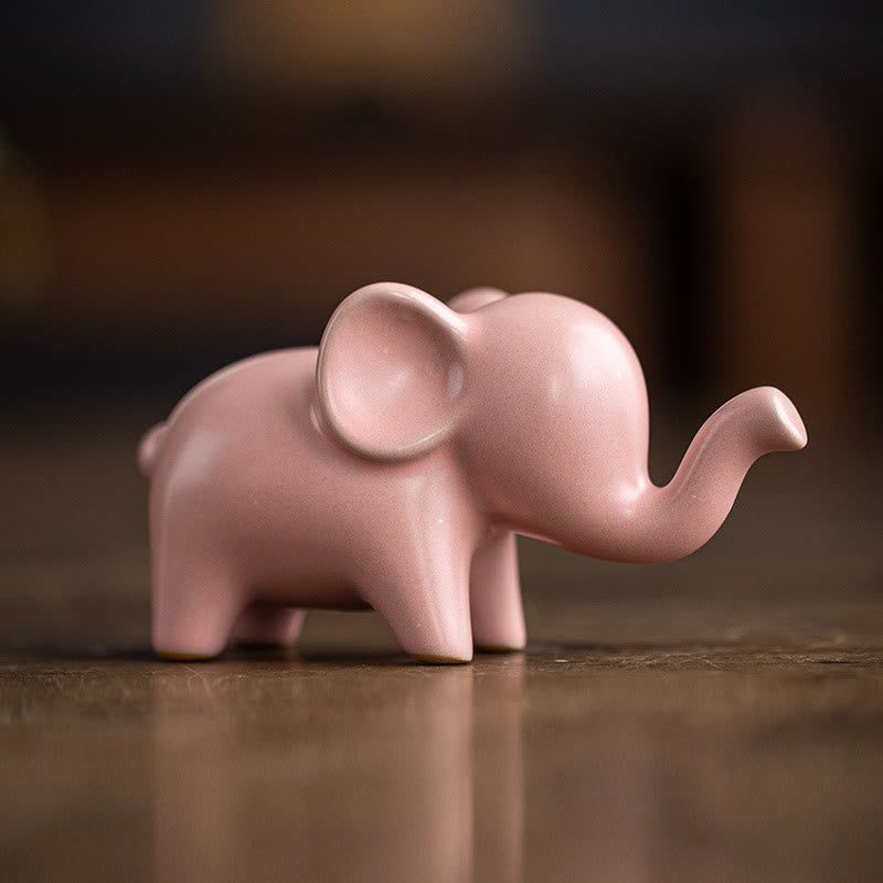 Nimara Ritual Small Ceramic Elephant Home Tea Pet Figurine Desk Decoration