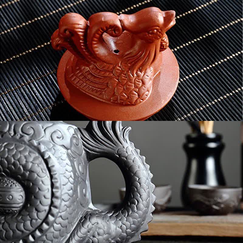 Nimara Ritual Vintage Dragon Phoenix Ceramic Teapot