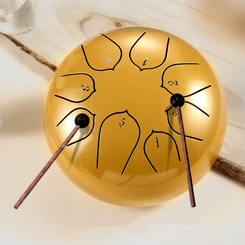 Nimara Ritual Steel Tongue Drum Sound Healing Meditation Lotus Pattern Drum Kit 8 Note 6 Inch Percussion Instrument