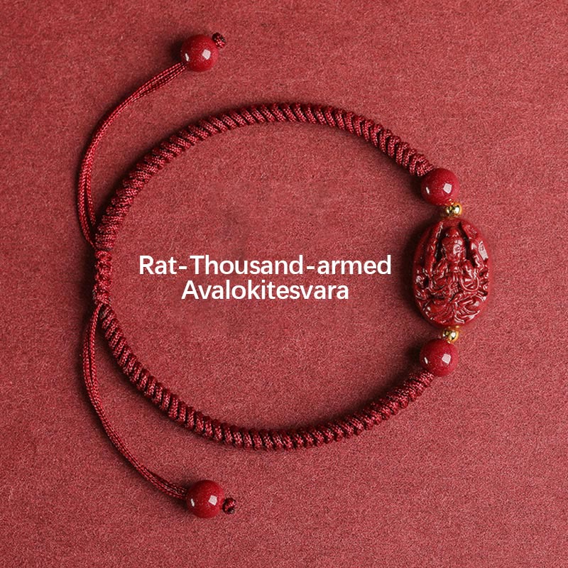 Nimara Ritual Chinese Zodiac Natal Buddha Cinnabar Keep Away Evil Spirits Rope Bracelet