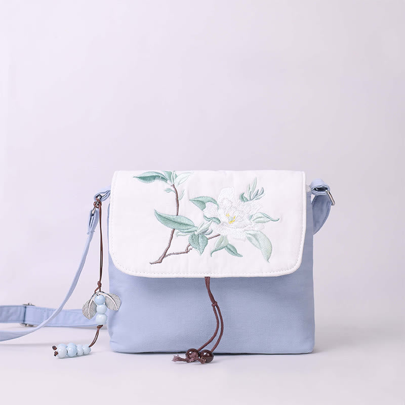 Nimara Ritual Embroidered Camellia Epiphyllum Gardenia Sakura Flowers Crossbody Bag Shoulder Bag Cellphone Bag