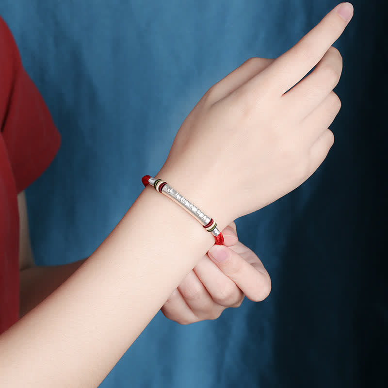 Nimara Ritual 999 Sterling Silver Om Mani Padme Hum Protection Strength String Bracelet