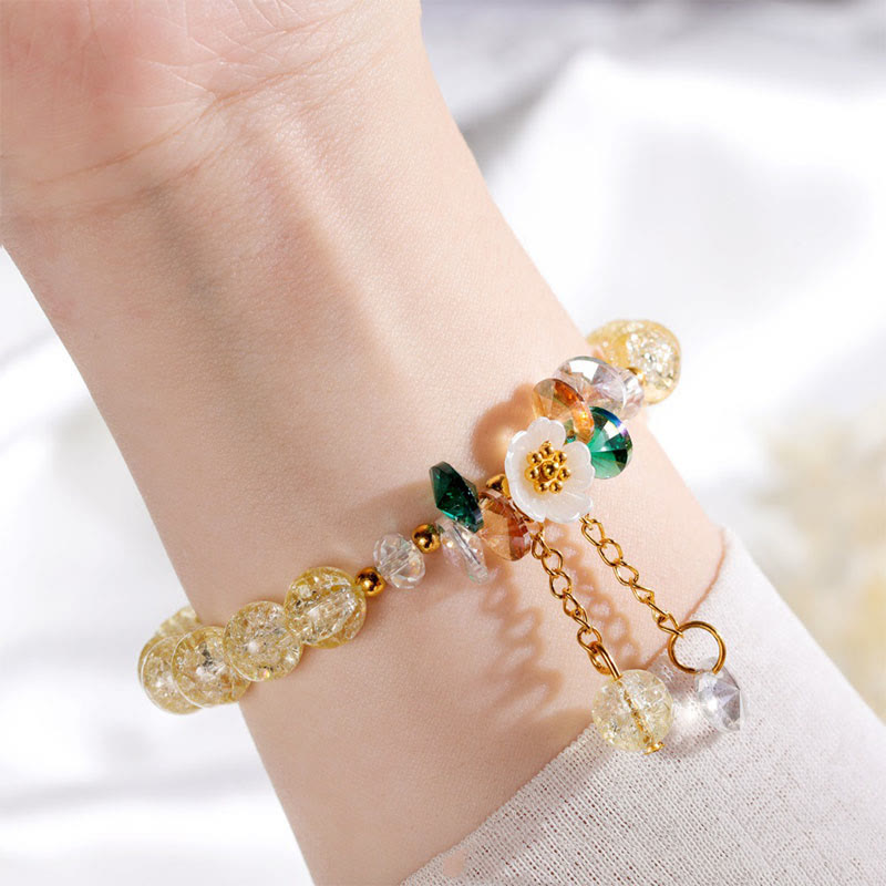 Nimara Ritual Simple Design Flower Charm Glass Bead Bracelet