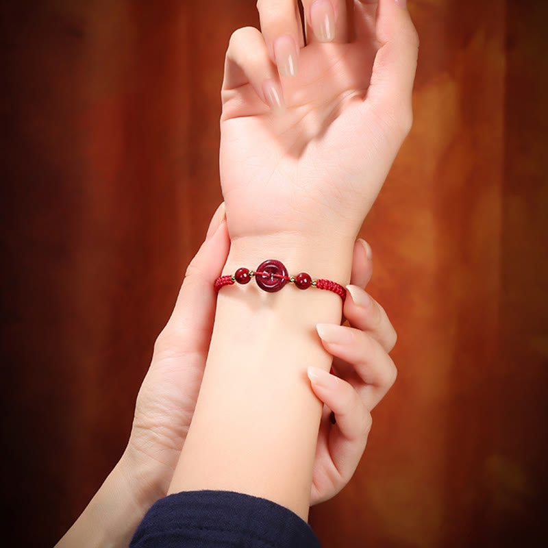 Nimara Ritual Natural Cinnabar Peace Buckle Blessing String Bracelet