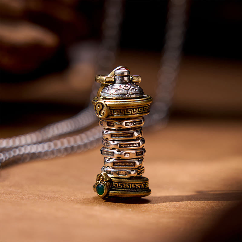 Nimara Ritual Yin Yang Tower Copper Balance Rotatable Necklace Pendant