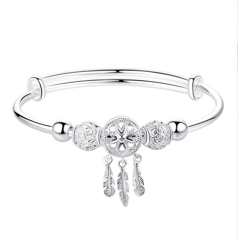Nimara Ritual Tibetan White Copper Blessing Dream Catcher Charm Bracelet