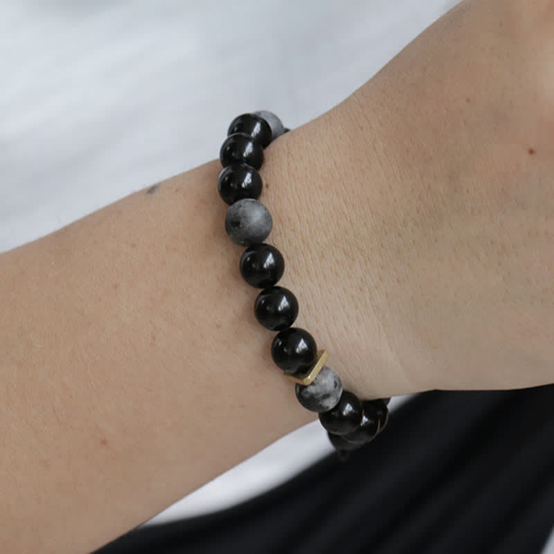 Nimara Ritual Black Obsidian Black Glitter Stone Purification Bracelet