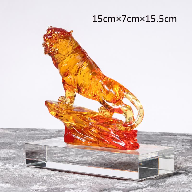Nimara Ritual Handmade Liuli Crystal Tiger Art Piece Protection Home Decoration
