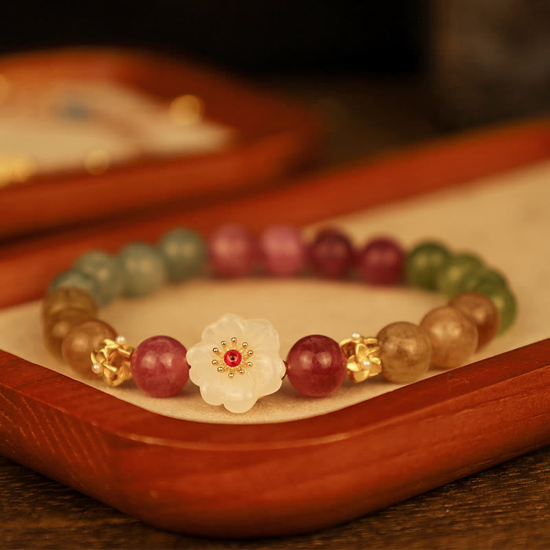 Nimara Ritual Colorful Tourmaline Jade Flowers Love Bracelet