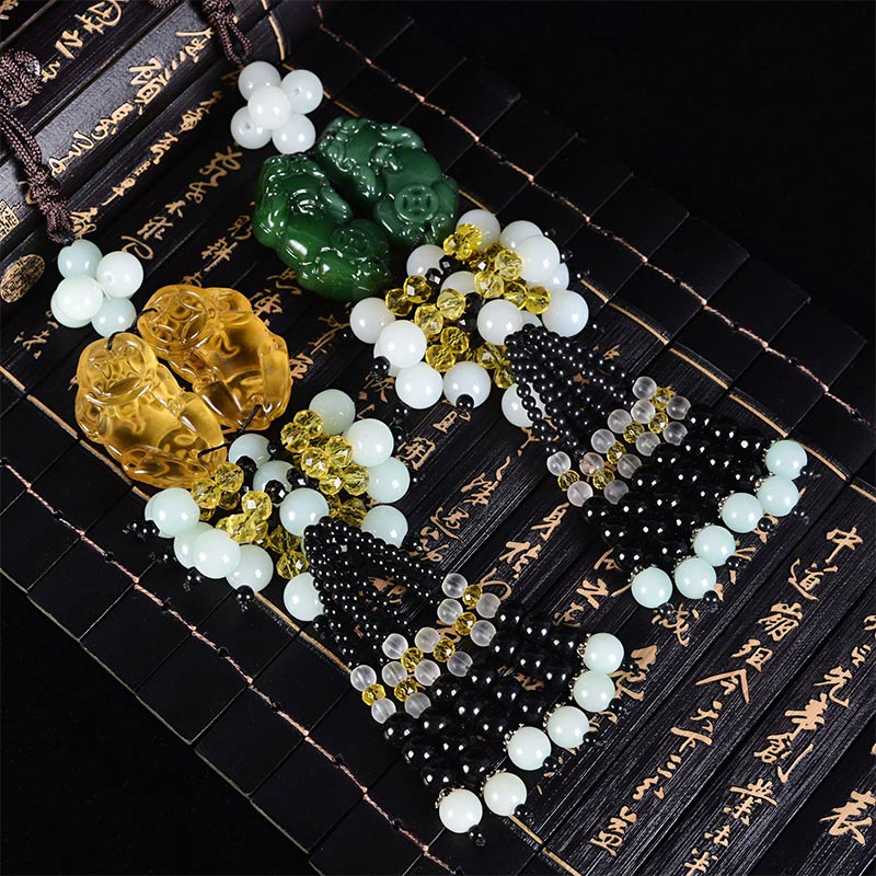 Nimara Ritual FengShui Jade PiXiu Harmony Car Pendant Decoration