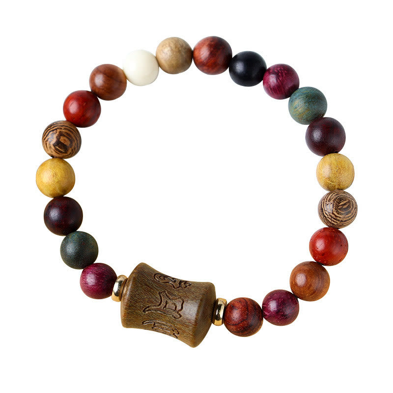 Nimara Ritual Tibet Multicolored Sandalwood Om Mani Padme Hum Protection Bracelet
