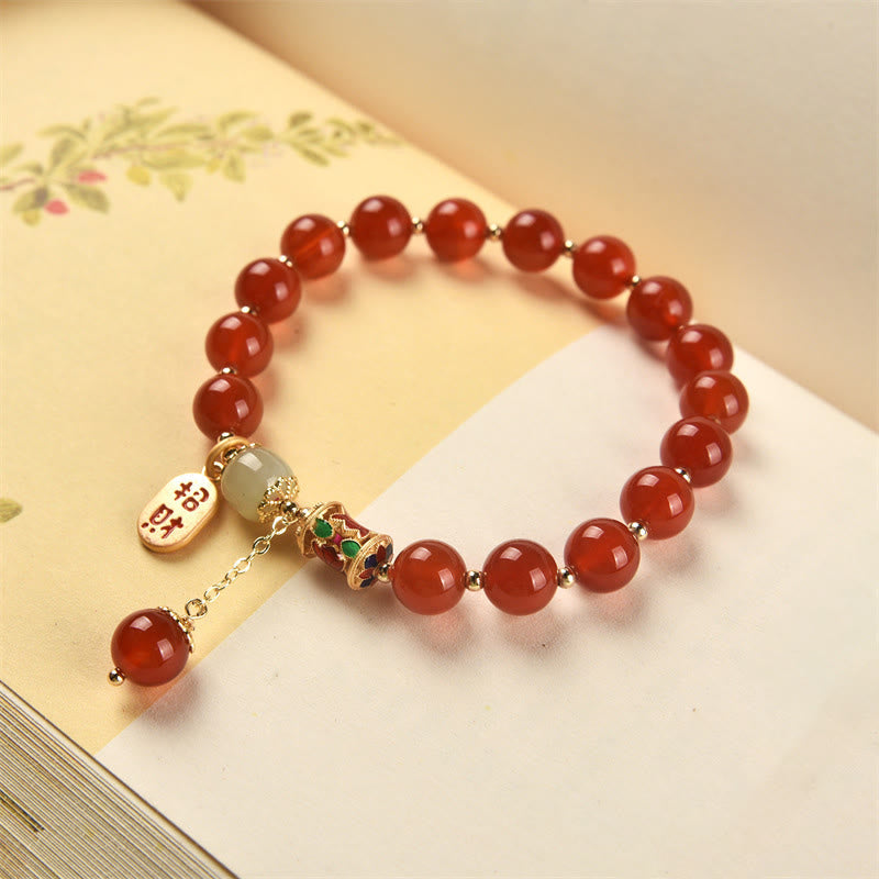 Nimara Ritual Natural Red Agate Jade Confidence Fortune Blessing Charm Bracelet