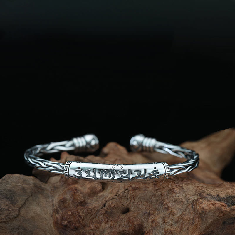 Nimara Ritual Tibet Om Mani Padme Hum Engraved Focus Cuff Bracelet Bangle