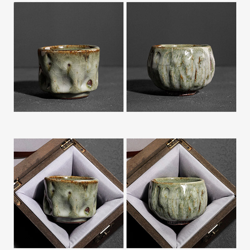 Nimara Ritual Handcrafted Simple Cracked Ice Texture Chinese Jianzhan Ceramic Teacup Kung Fu Tea Cup
