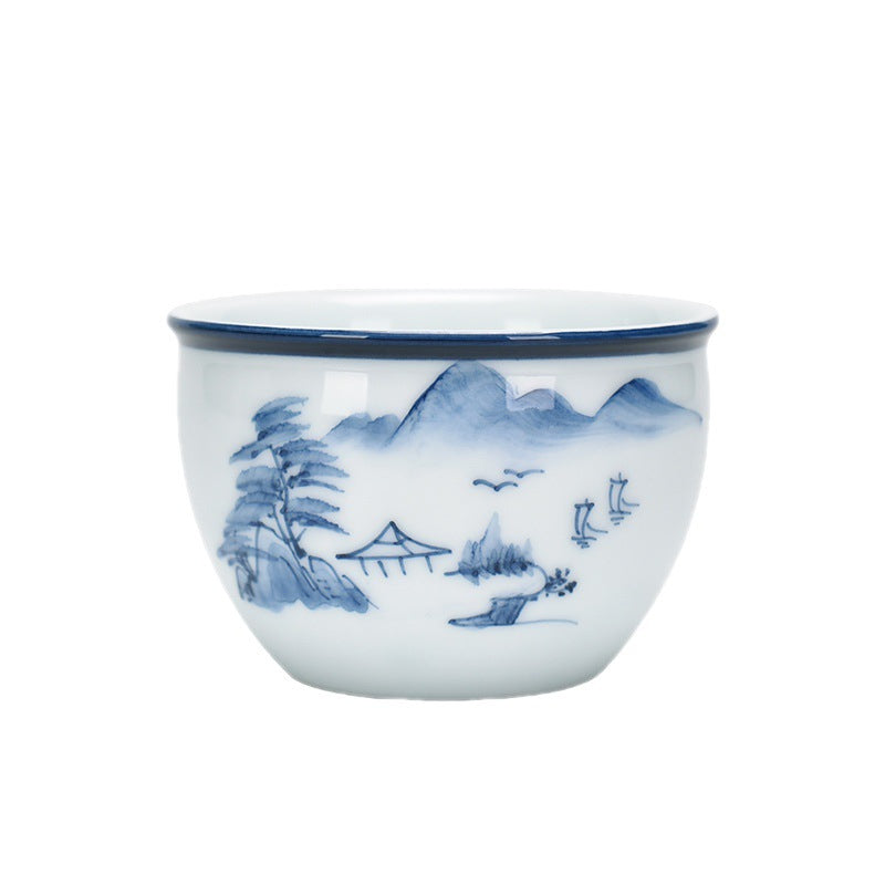 Nimara Ritual Koi Fish Lotus Flower Leaf Mountains Tree Ceramic Teacup Kung Fu Tea Cup 130ml