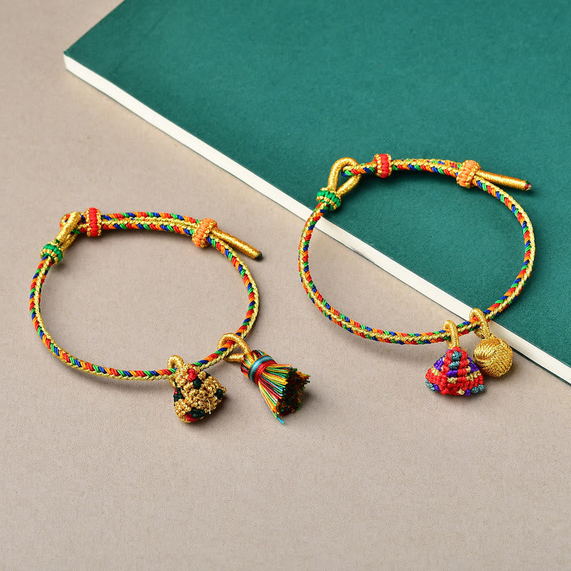 Nimara Ritual Colorful Rope Luck Handmade Zongzi Golden Ball Charm Bracelet