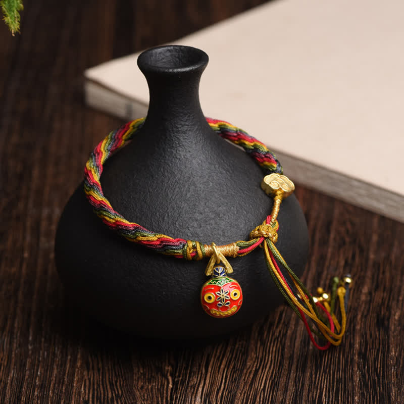 Nimara Ritual Gold Swallowing Beast Family Luck Reincarnation Knot Colorful String Bracelet
