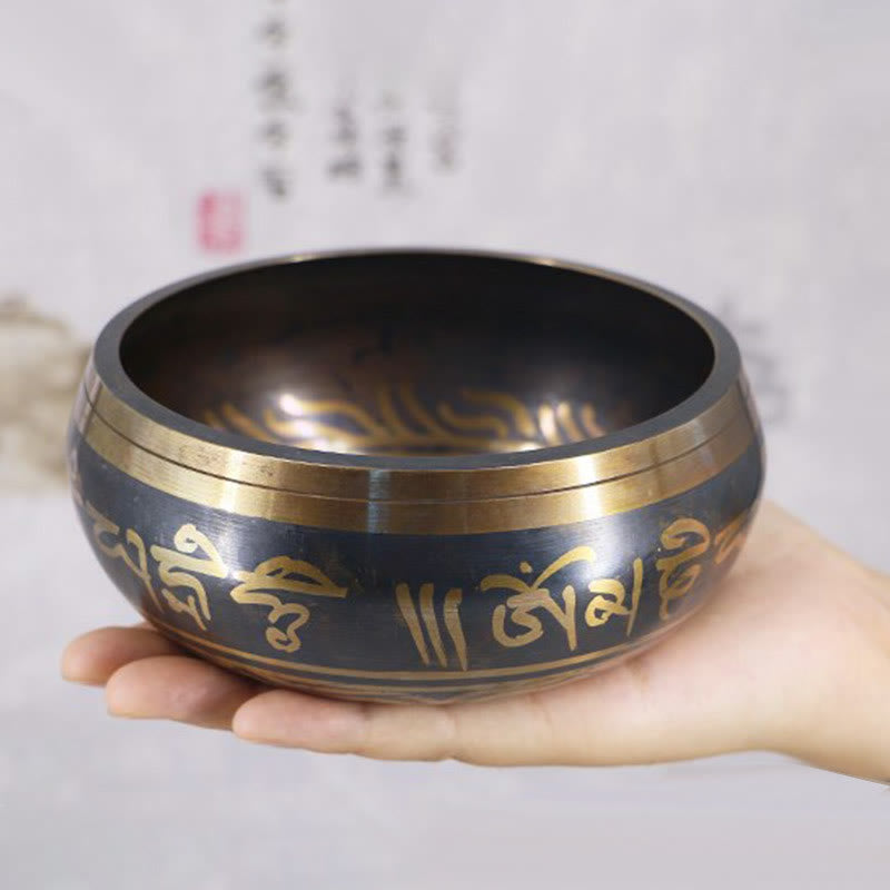 Nimara Ritual Tibetan Meditation Bowl for Healing and Mindfulness Om Mani Padme Hum Singing Bowl