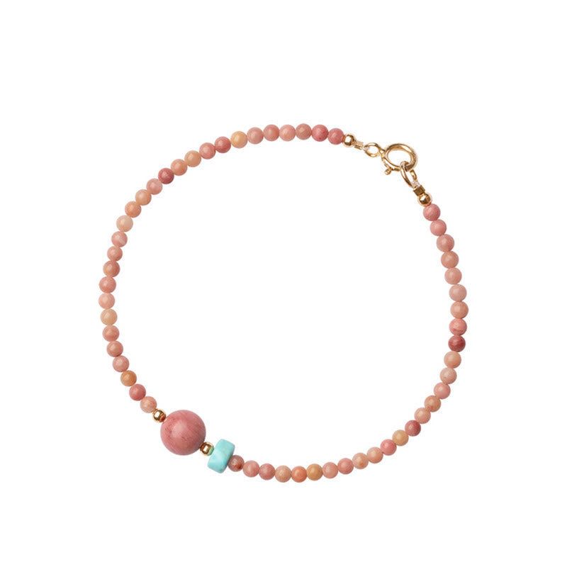 Nimara Ritual 14K Gold Plated Natural Rhodonite Loving Energy Chain Bracelet