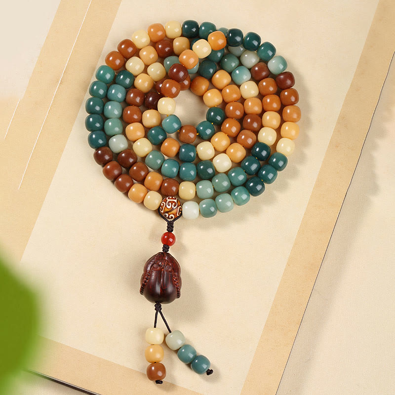 Nimara Ritual Natural Bodhi Seed Lotus Dzi Bead Peace Harmony Charm Bracelet