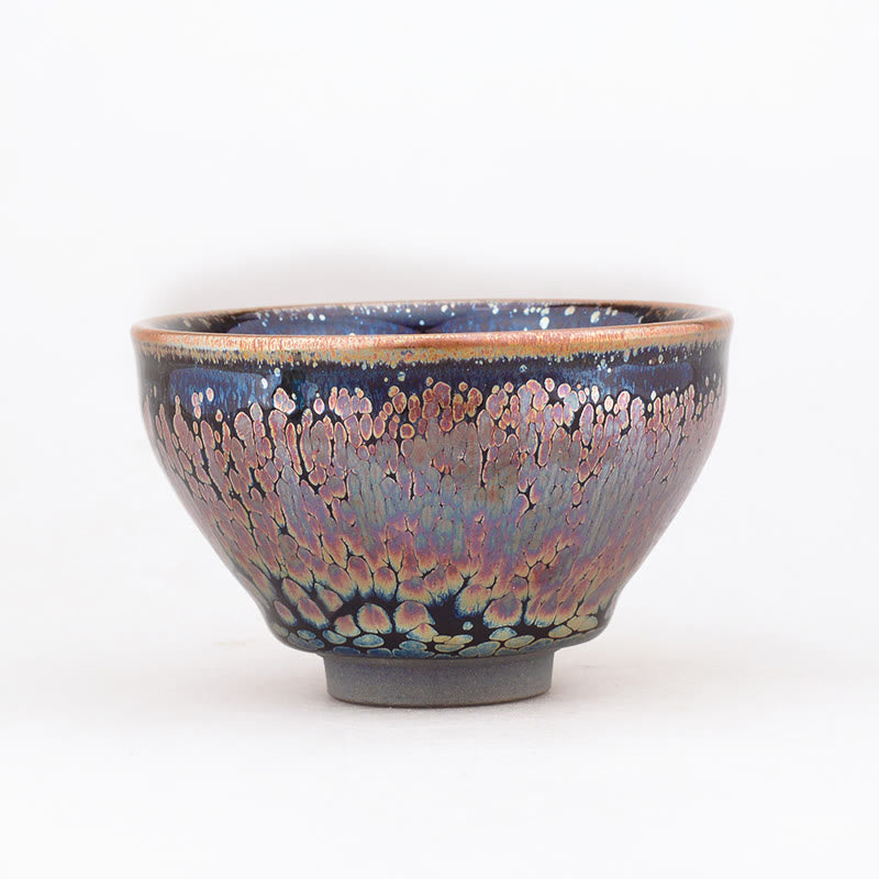 Nimara Ritual Handmade Succulent Plant Pattern Chinese Jianzhan Ceramic Teacup Tenmoku Kung Fu Tea Cup