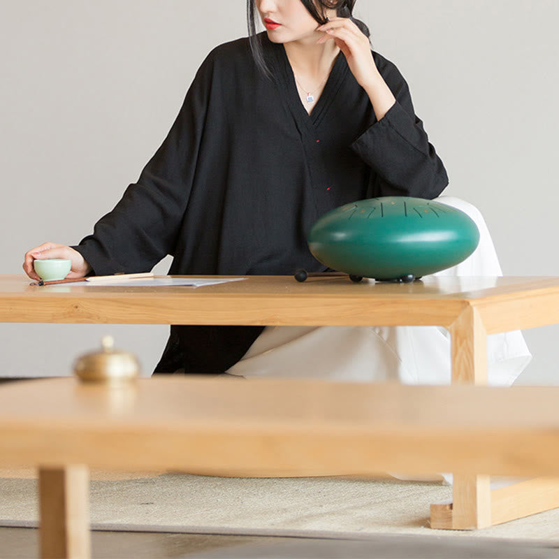 Nimara Ritual V-Neck Blouse Women Shirt Long Sleeve Top Chinese Hanfu Style Clothing