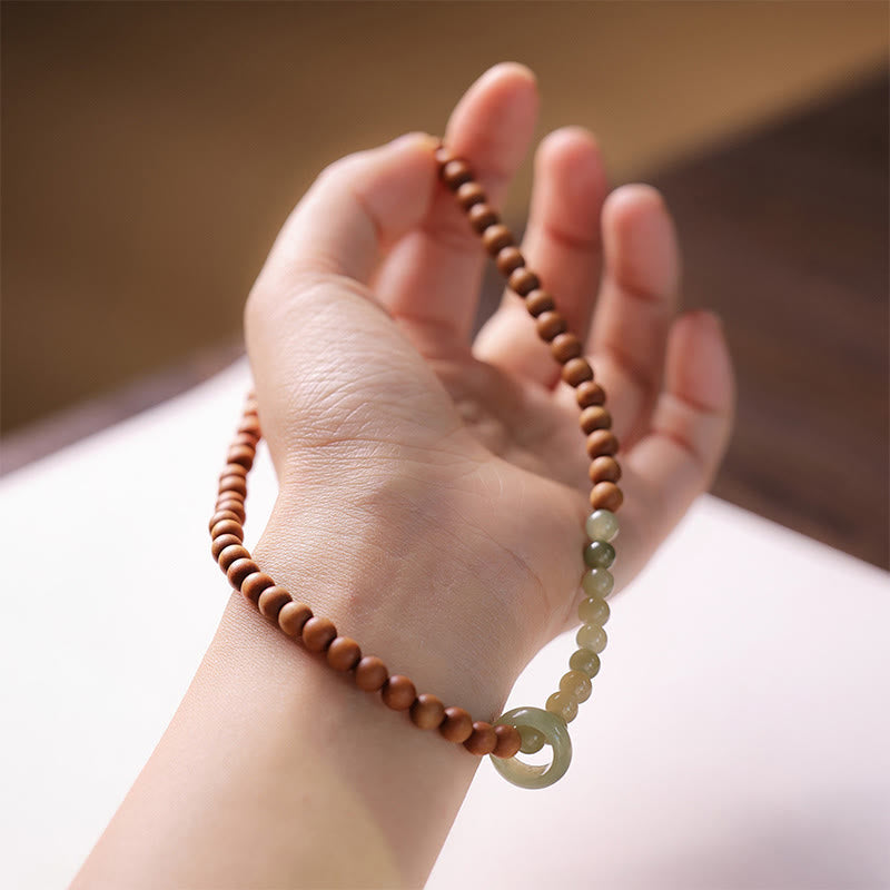 Nimara Ritual Sandalwood Hetian Jade Protection Double Wrap Bracelet